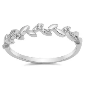 Sterling Silver and CZ Leaf Vine Ring