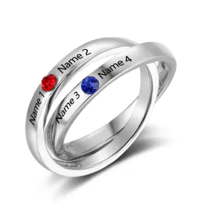 Sterling Silver Birthstone Round Rings