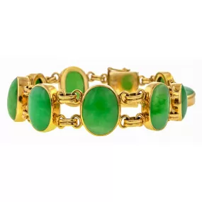 Vintage Cabochon Jade Link Bracelet