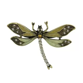 Vintage Style Dragonfly Brooch: Hand painted enamel vintage brooch Cream