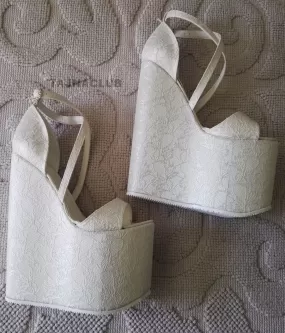 Wedding Sandals Wedge Heel Cross Strap Platform High Heels Shoes