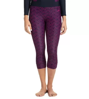 Women's Printed Contrast Swim Capri   - True Navy & Electric Pink